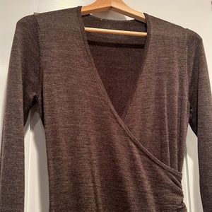 BANANA REPUBLIC MERINO WOOL BROWN MIDI SWEATER DRESS SIZE S